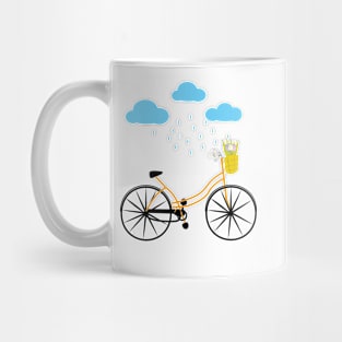Cycling In Rain, Bicycle Mug